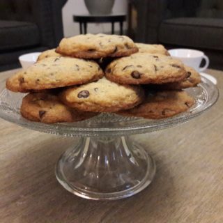 Nice homemade cookies on a lovely glass dish