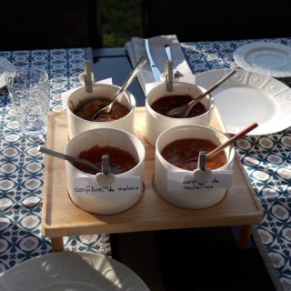 Assortment of homemade jams presented at breakfast