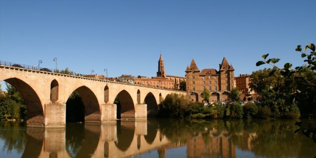 City of Montauban and its old bridge by the Ingres Bourdelle museum