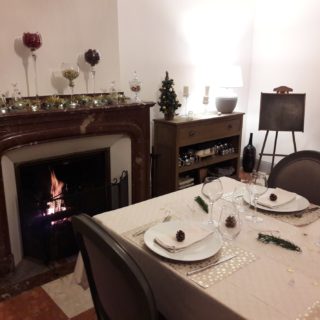 Lovely table for New Year’s Eve by the fireplace