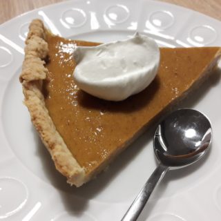 Pumpkin pie at the menu of Halloween table d’hotes dinner