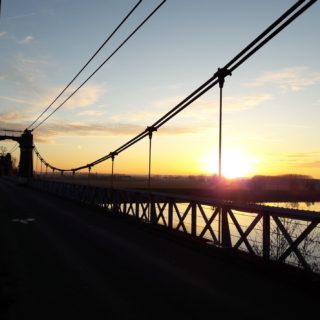 Sunset on the Coudol bridge in Saint Nicolas de la Grave